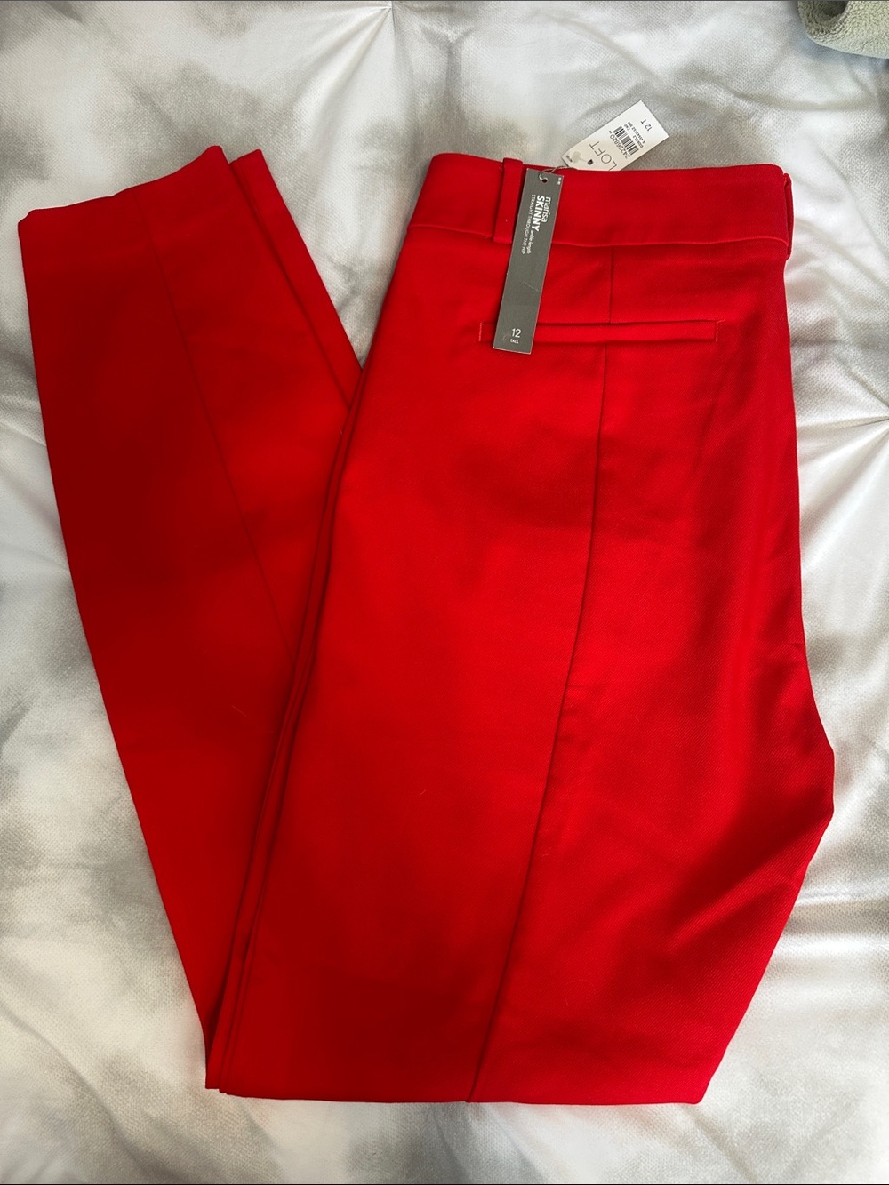 LOFT Red Marisa Skinny Dress Pants, size 12Tall.